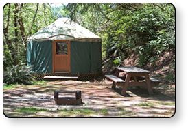 Oregon coast yurts are a feature of Loon Lake Lodge and RV Resort